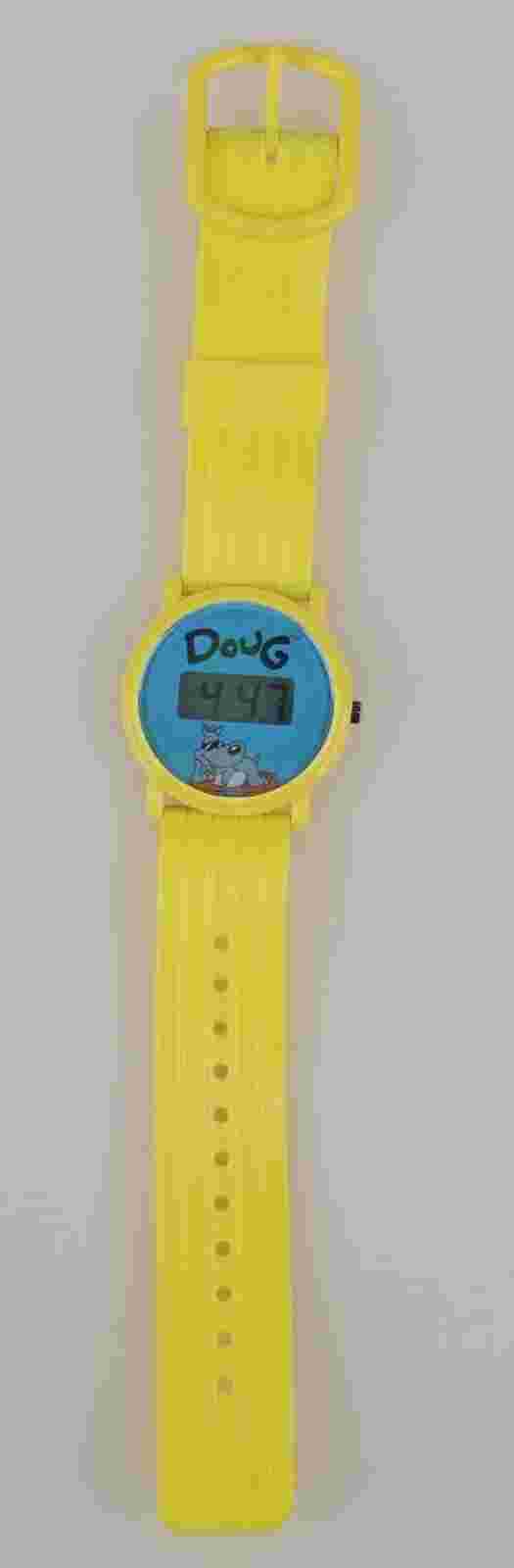 Doug Cartoon TV Show Yellow 1993 Nickelodeon Hologram Wristwatch Working Tested