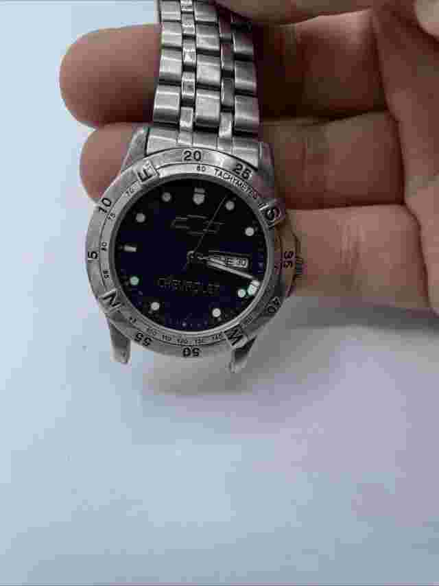 Chevrolet Chronograph Stainless Steel Watch Vintage w/ Box - AS IS