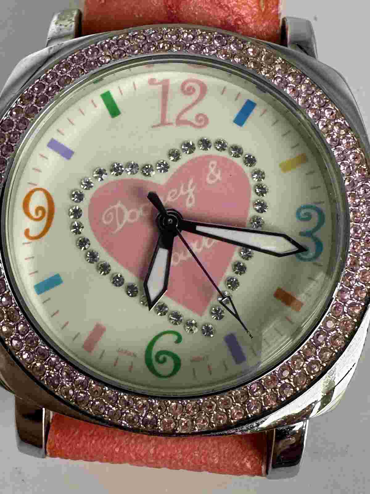 Dooney & Bourke Watch Women 40mm Crystal Pink Silver Tone Leather New Battery