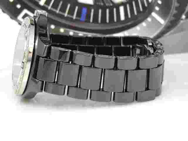 Anne Klein New York 12-2023BMBB Diamond Black Ceramic Band Black MOP Dial Watch