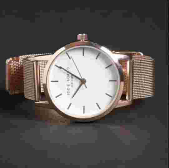 Eddie Borgo Rose Gold Watch 30mm White Face Mesh Bracelet Band RV $115