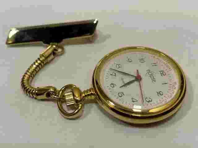 Eclipse Round Gold Tone Quartz Nurses Watch Miyota Co. Japan