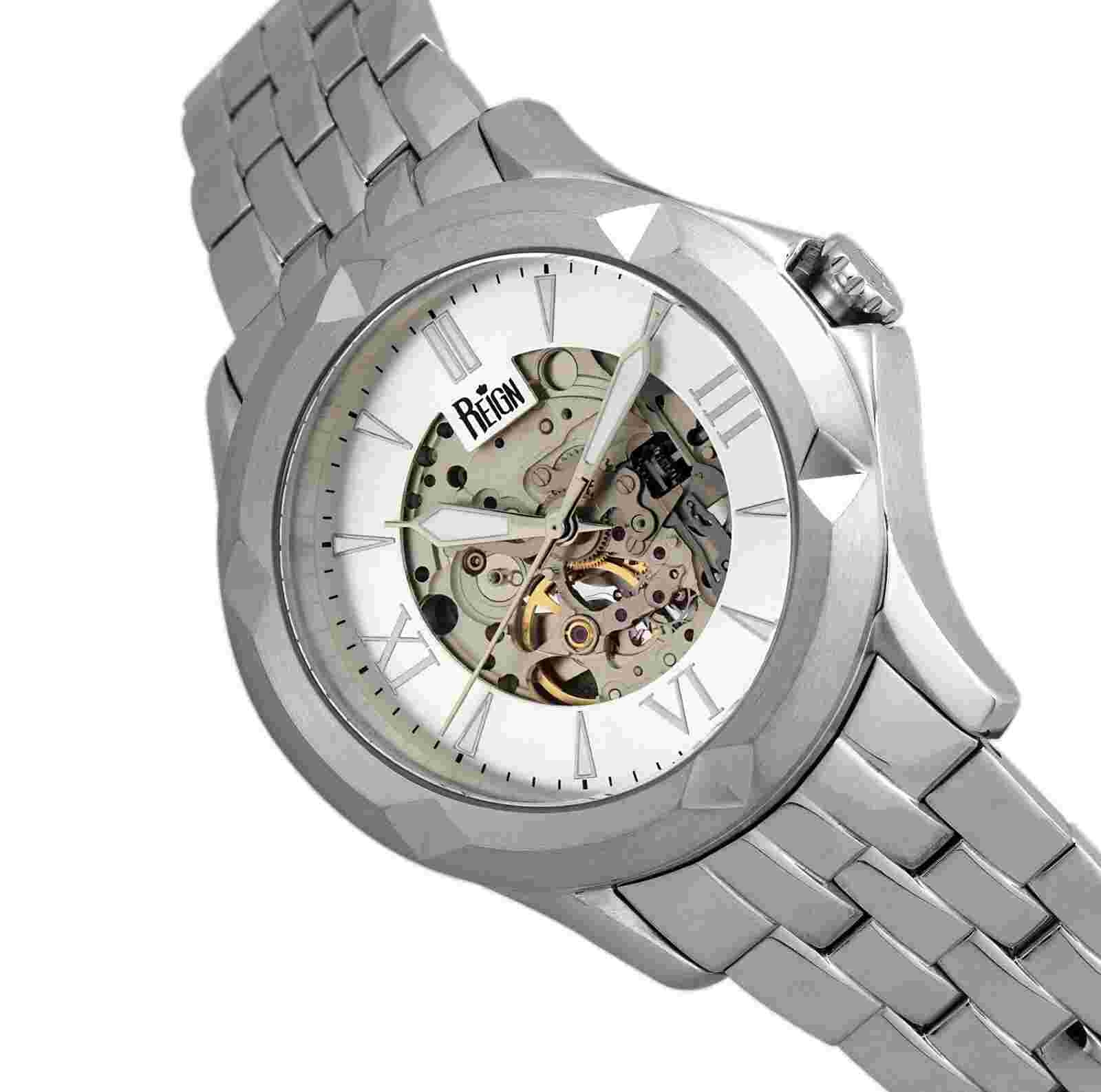 Reign Dantes Men's Automatic Skeleton Dial Silver Bracelet Watch RN4701