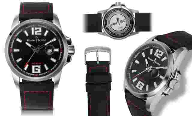 Studer Schild  HOLLERITH Mens 3Hand/Date Watch -Black Dial &Strap-MSRP $1,039.00