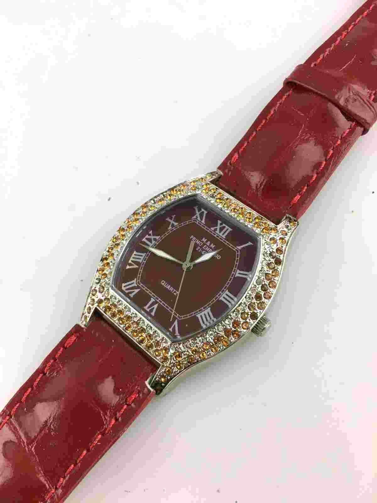 Watch M&M Primo Emporio Women 36 mm Quartz Tonneau Missing Rhinestones Red