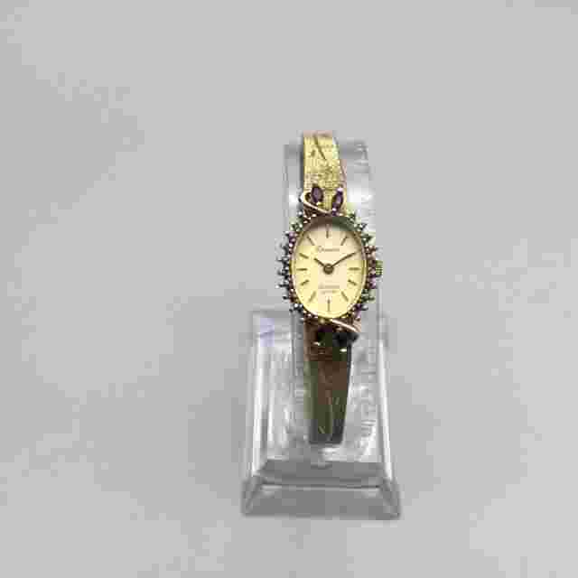 Vtg Deauville Armitron Sapphire Watch Women 18mm Gold Tone Adj Band New Battery