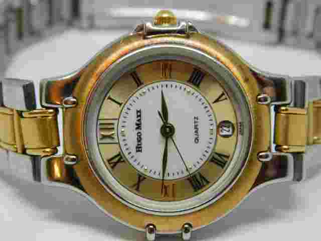 Hugo Maxx Two Tone Quartz Analog Women's Watch Sz. 7 1/2" New Battery