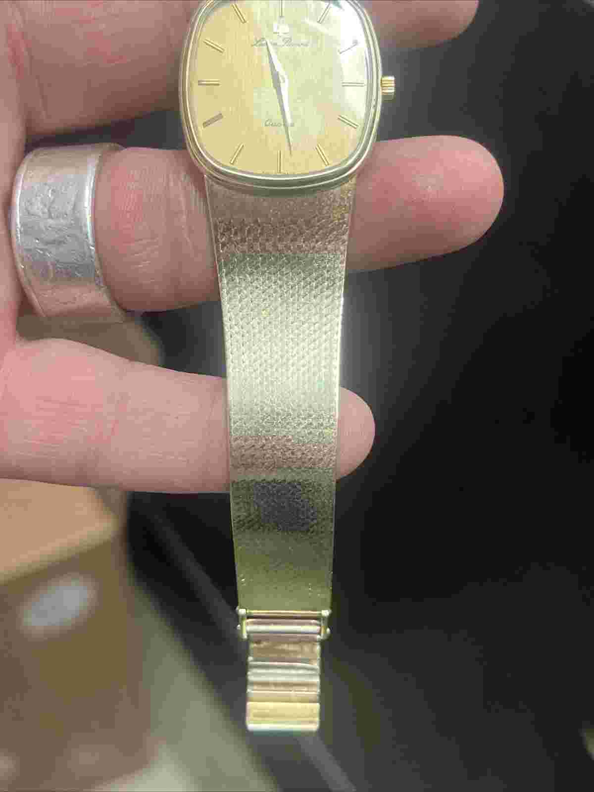 Rare Vintage Lucien Piccard Solid 14k Yellow Gold Quartz Unisex Watch 56.8g