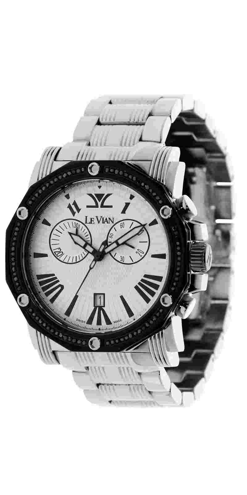 LeVian watch featuring Blackberry Diamonds in Stainless Steel Strap