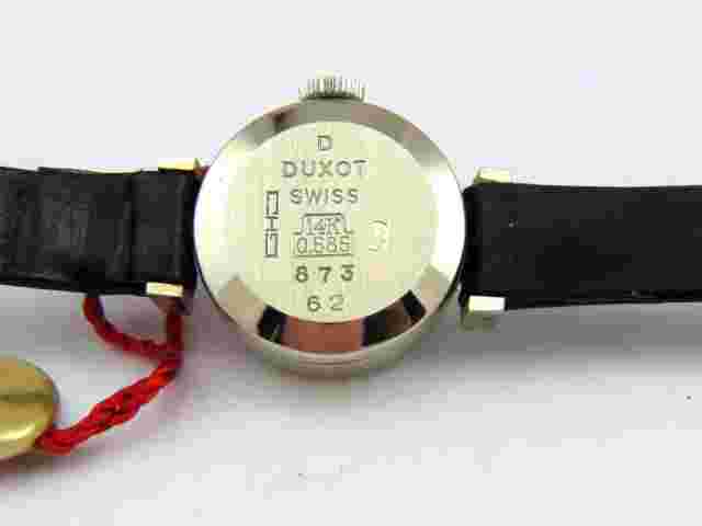 Solid White Gold 14K 585 watch Uhr NOS Vintage Swiss Duxot New