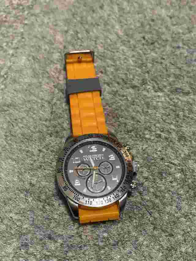 Atlas for Men Mens Silver Wrist Watch Orange Strap