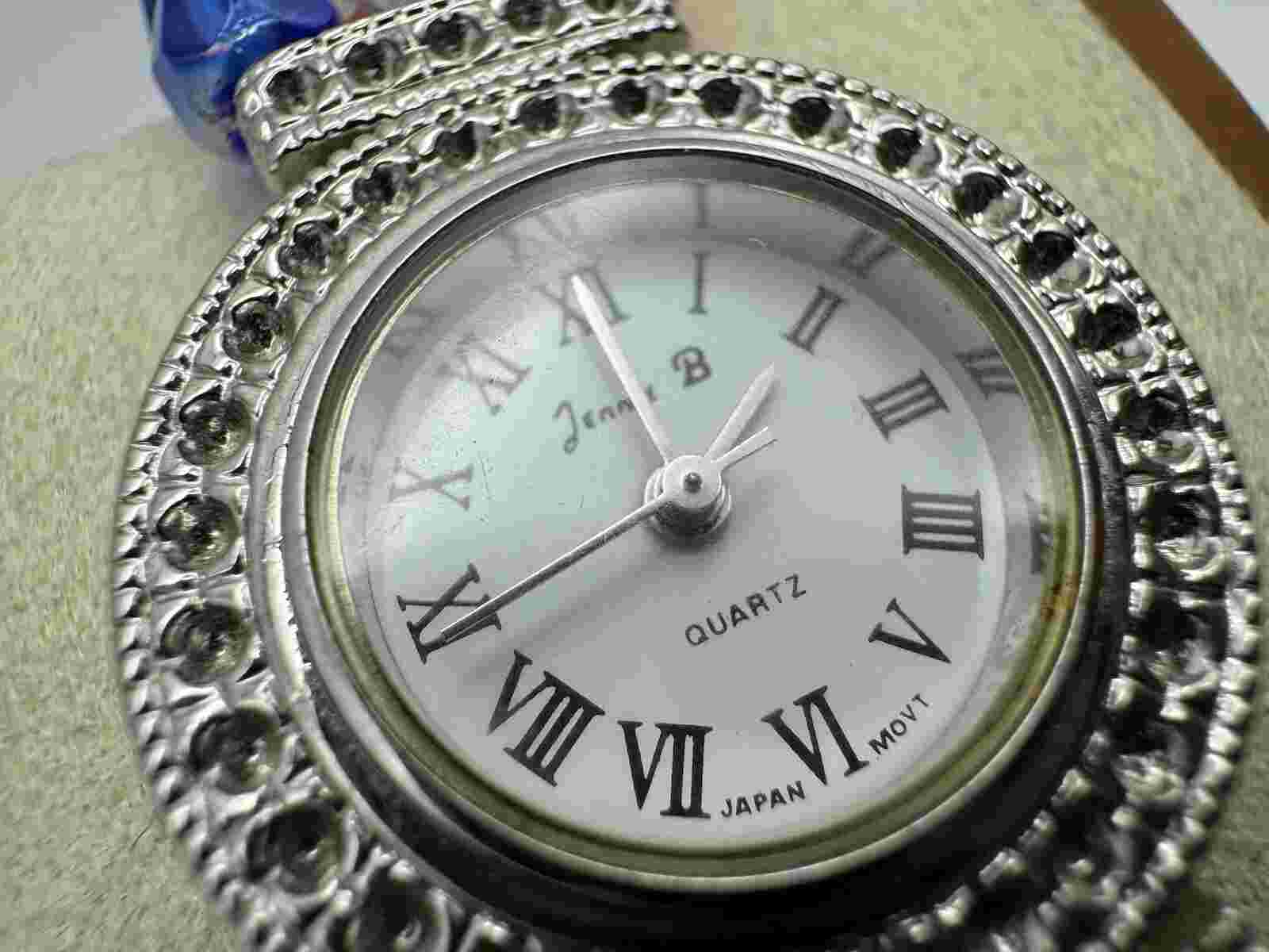 Jennie B White Dial Silver Tone Round Case Bead Bracelet Band Watch 7 Inch