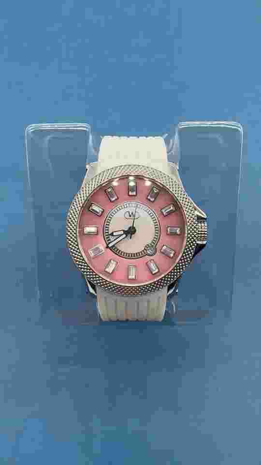 Wintex Milano Watch 50th Anniversary Pink Dial Face White Band Unisex