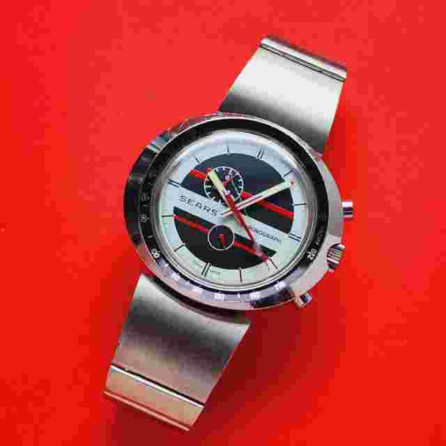 Sears Easy Rider Watch By Heuer Chronograph Rare Mechanical Bracelet For Repair