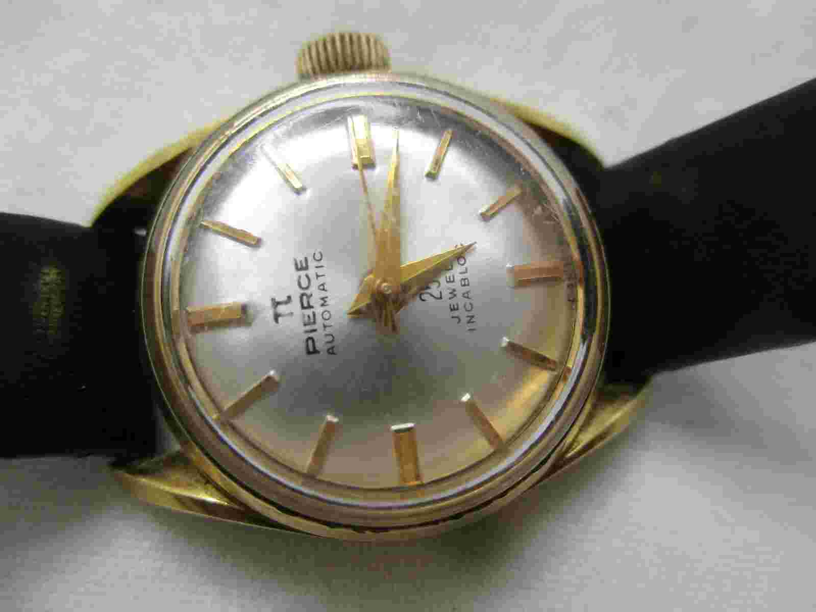 Pierce Swiss Automatic 25 Jewels Incabloc Wristwatch Collectible Vintage