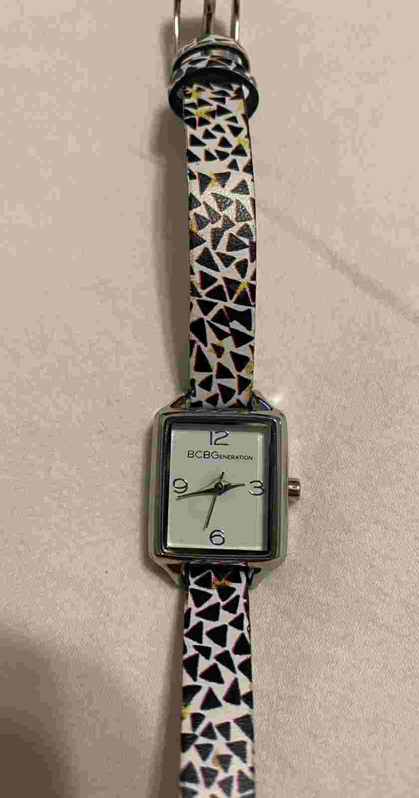 BCBGeneration Black Triangle Pattern Wrap Watch