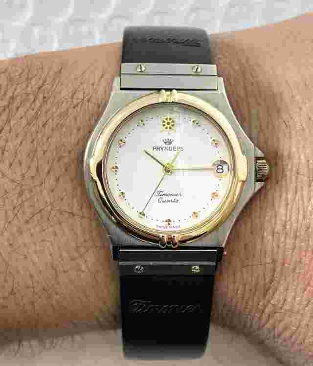 Pryngeps Timonier Vintage Watch Quartz Unisex Swiss Made Tow Tone dial 31mm rare