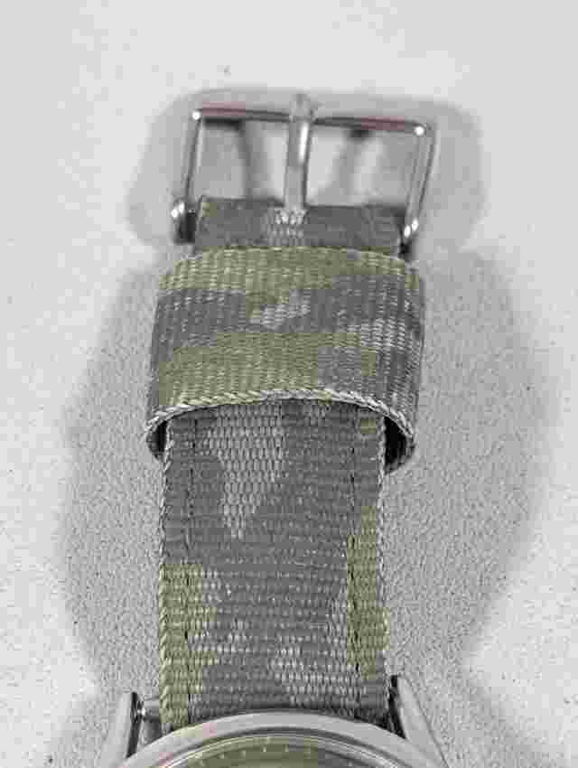 Gap Green Dial Round Silver Tone Case Camo Canvas Band Watch