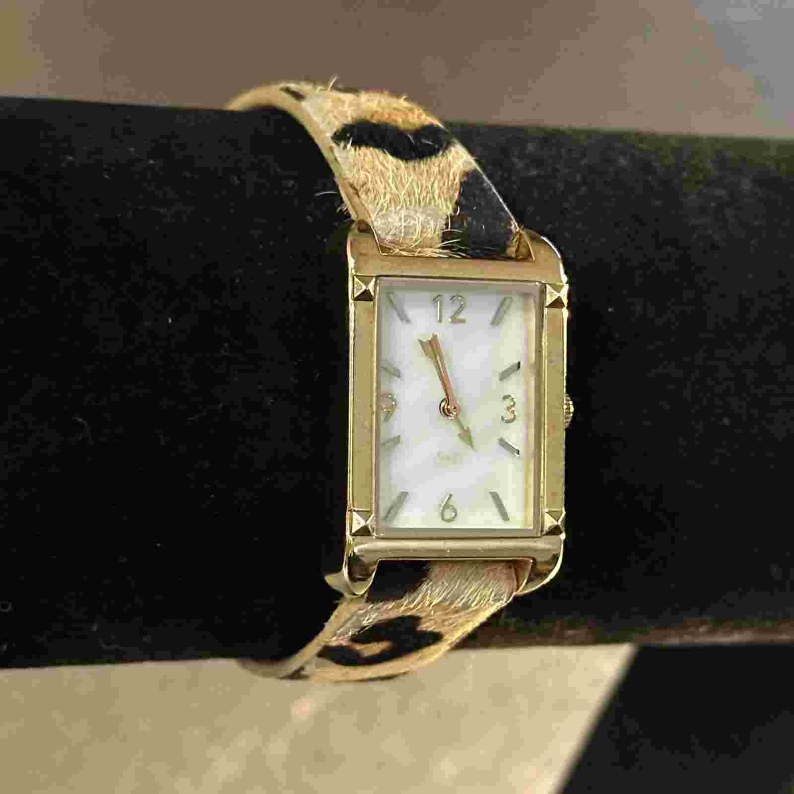 Stella & Dot Women's Quartz Watch Vintage Gold Tone Multicolor Leather Band 21mm