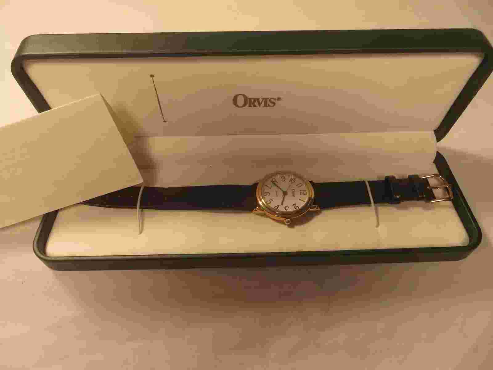 Orvis Watch With Black Leather Band, Never Used! #6437