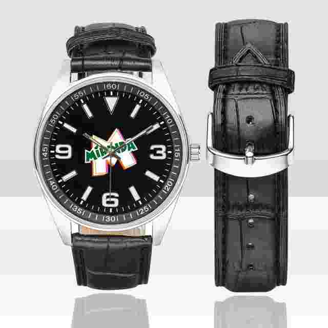 Retro Mirinda Logoooo Men's Casual  Leather Strap Watch