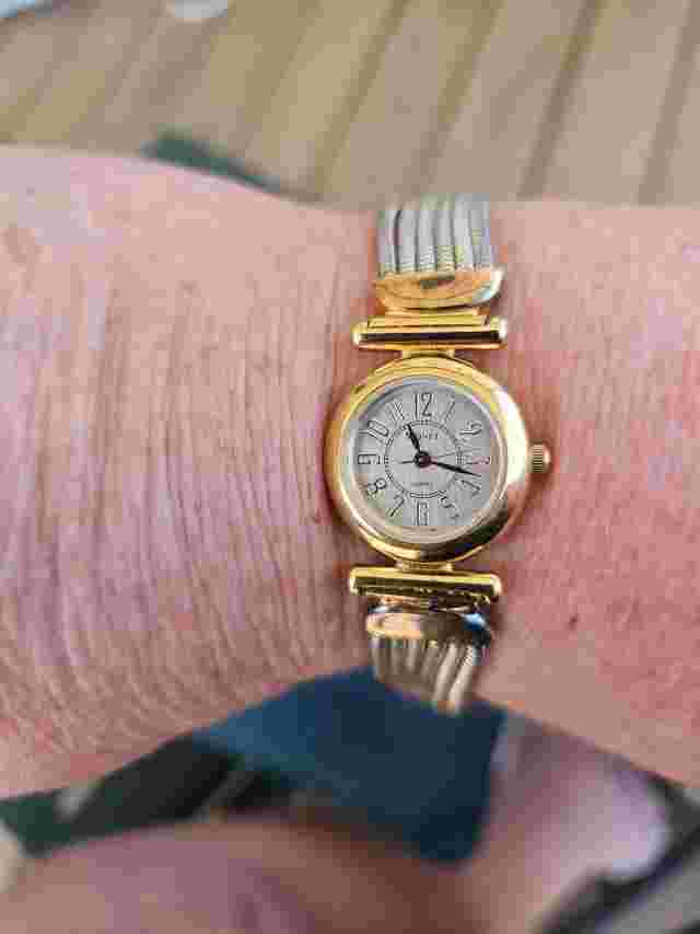 Monet Womens Watch 7" Gold Tone Dressy Watch