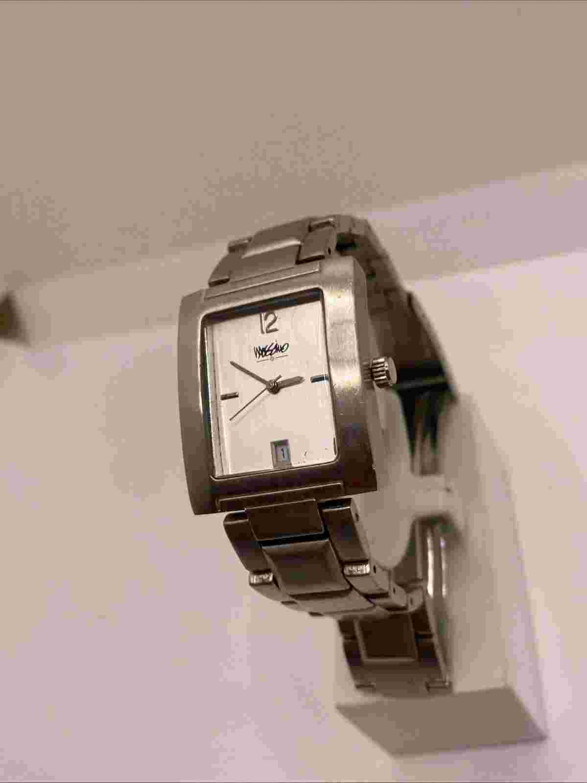 Mossimo Watch Women Silver Tone Rectangle Dial Date Window New Battery!