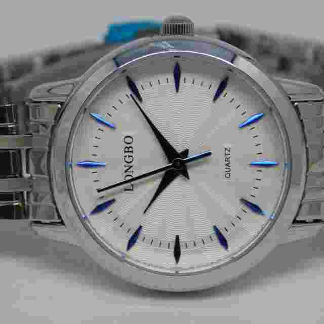 LONGBO Silver Tone Quartz Analog Women's Watch Sz. 7 1/4" New Battery