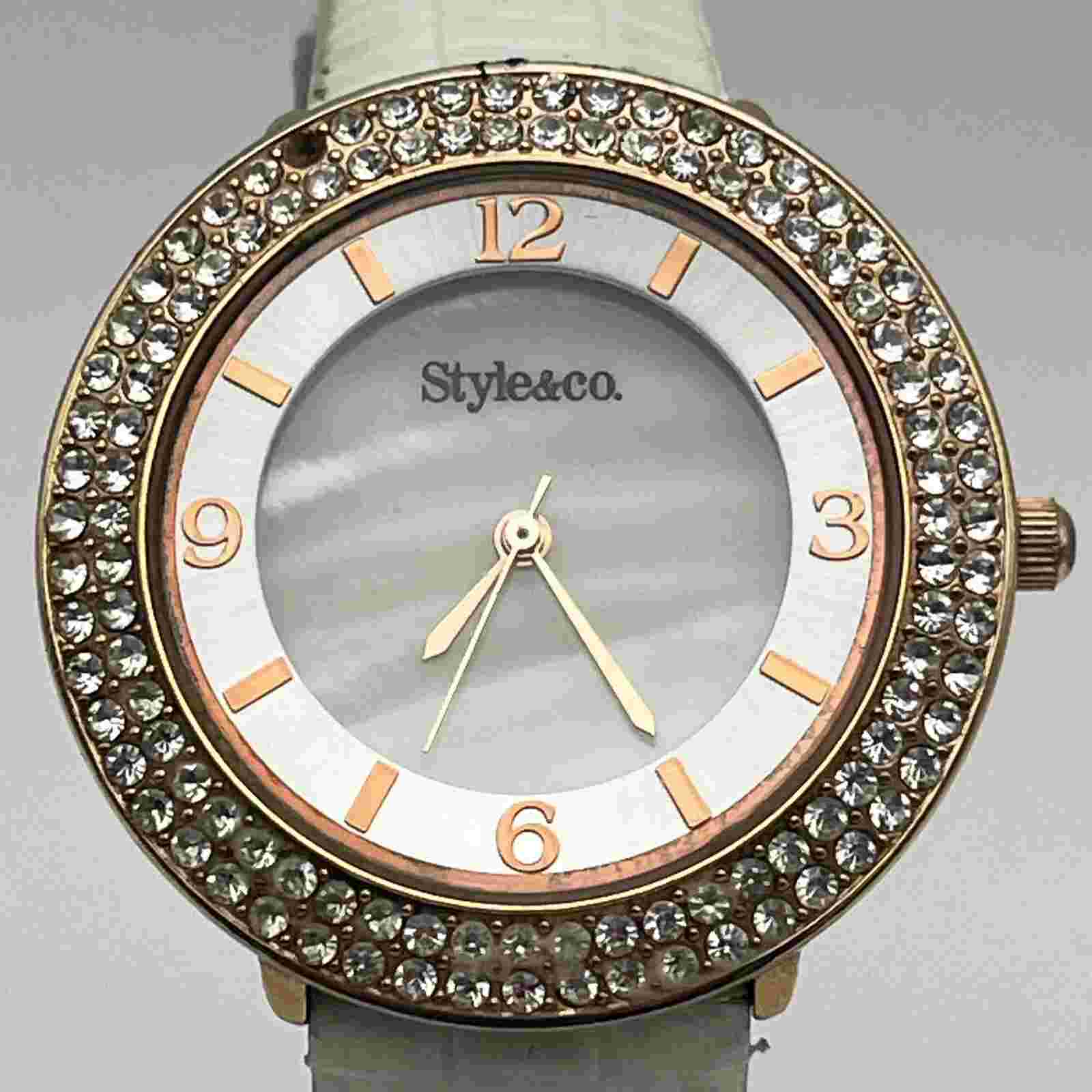 Women's Style & Co. Crystal Bezel Analog Quartz Watch SC1358 NEW BATTERY
