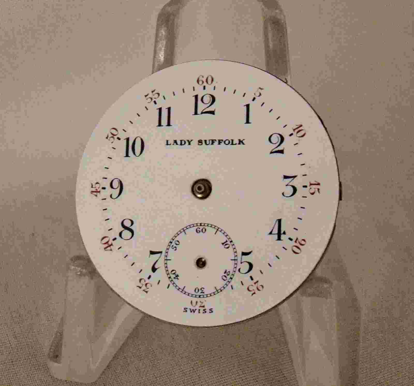 SWISS POCKET WATCH MOVEMENT DIAL HIRSCH "LADY SUFFOLK" HUNTER CASE  DIAM. 30MM