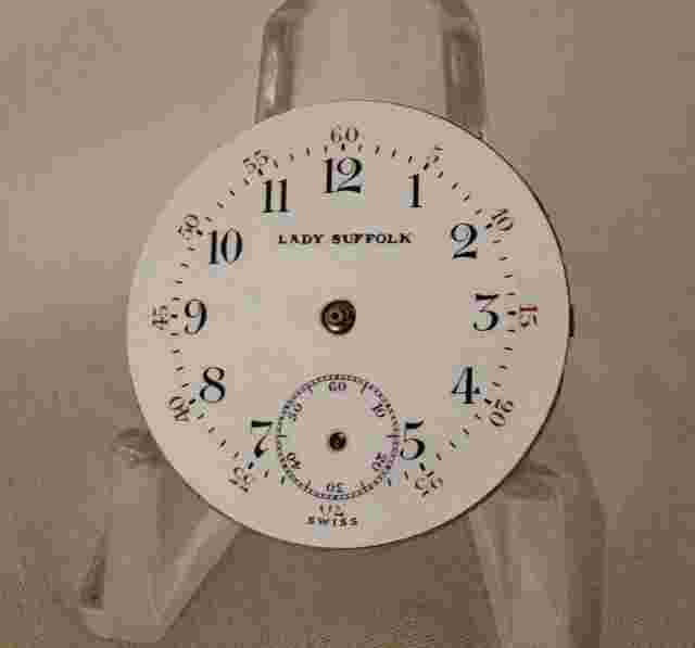 SWISS POCKET WATCH MOVEMENT DIAL HIRSCH "LADY SUFFOLK" HUNTER CASE  DIAM. 30MM