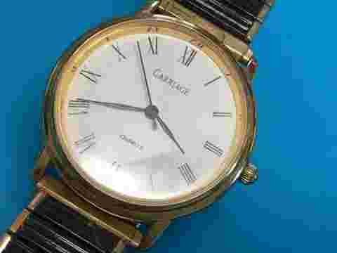 Vintage Mens 36mm Carriage Quartz Watch Black Band **WORKING**
