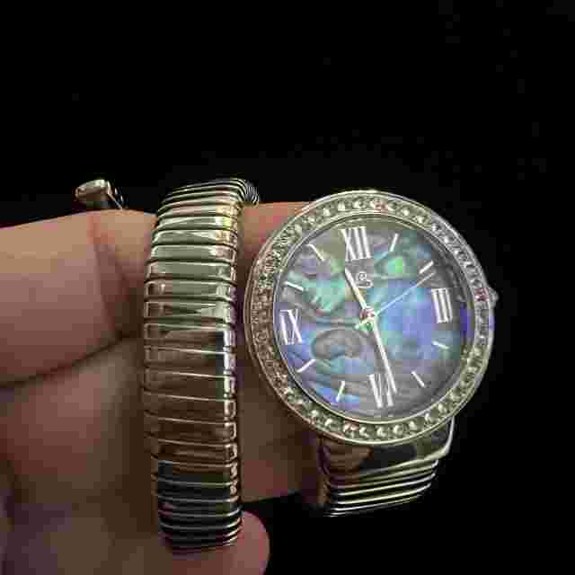 Colleen Lopez Round Dial Coil Wrap Bracelet Watch, Abalone / Silvertone LP