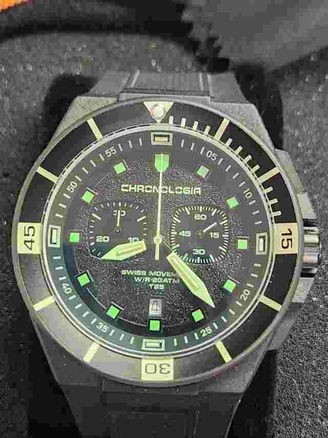 Chronologia Trailer Midnight Men’s Watch 46mm, 20 ATM WR, Carbon Fiber Case