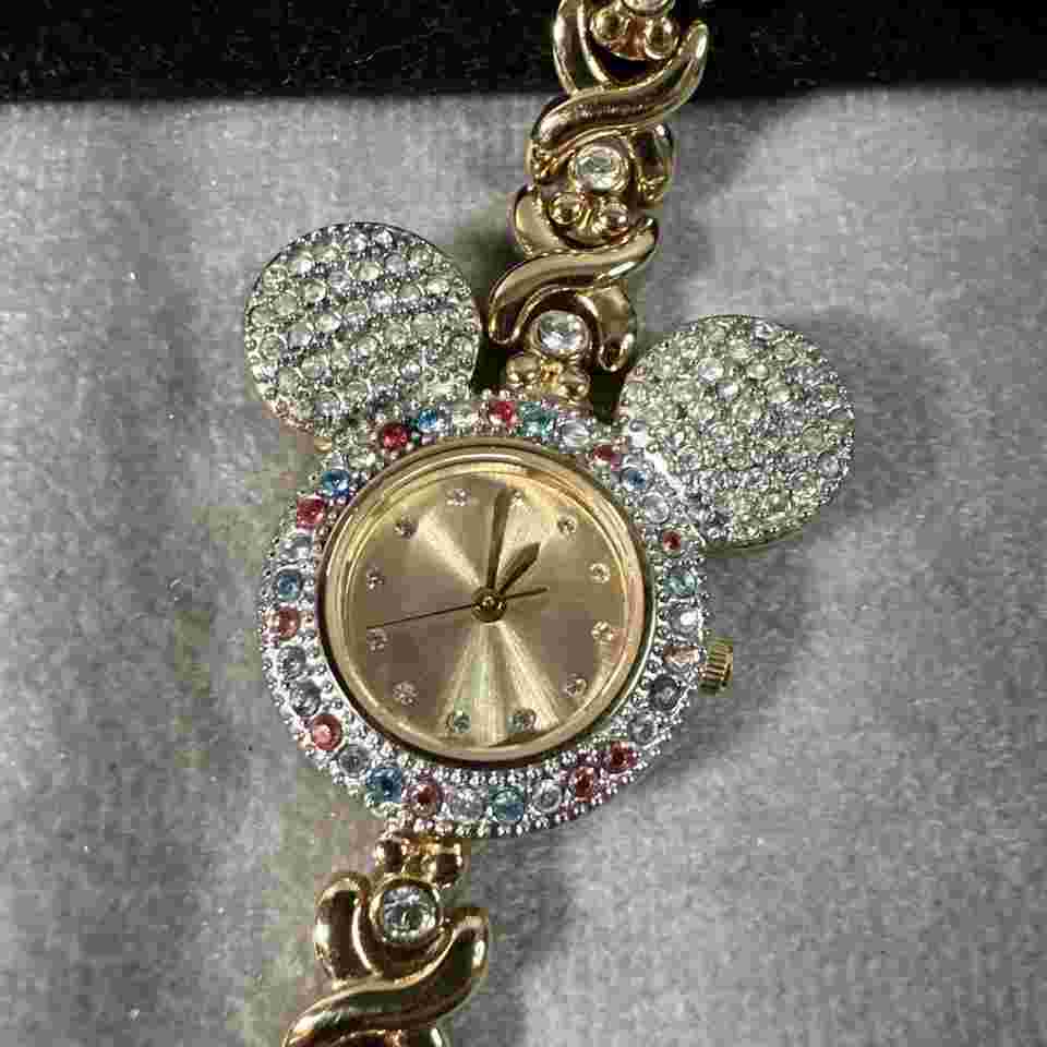 Disney Time Works Women's Mickey Mouse watch W/ Colorful Crystals Needs Batt