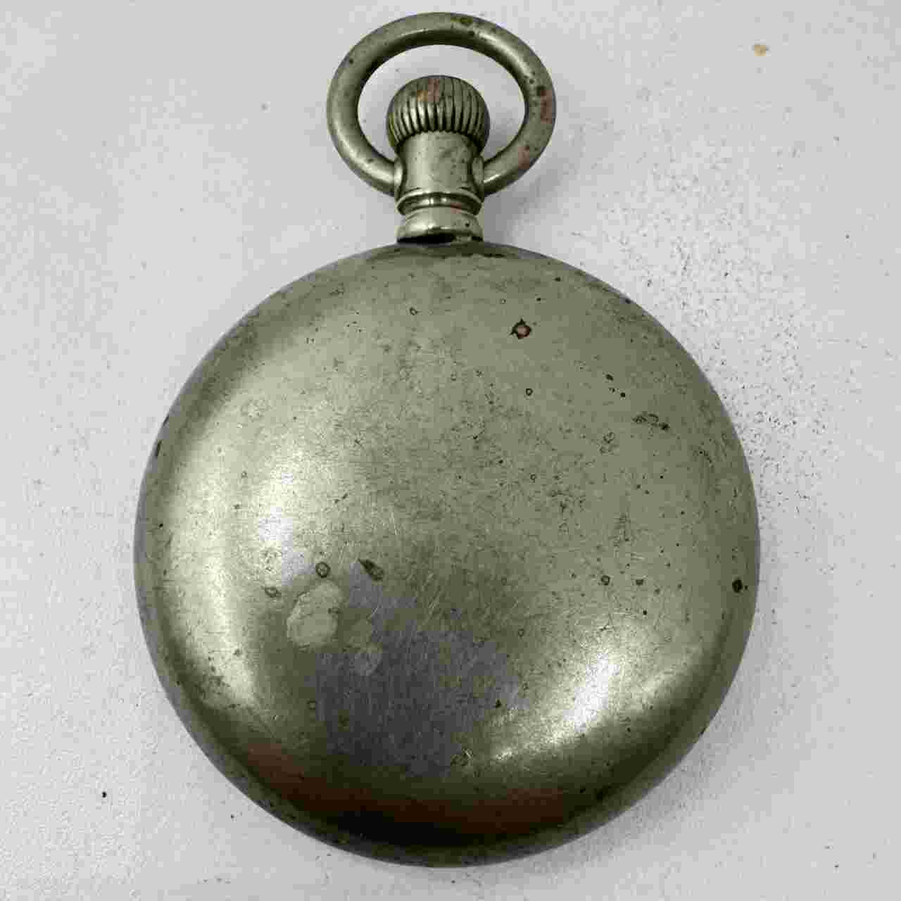 Antique 18 Size Crescent Swing Out Pocket Watch Case Nickel Coin Edge USA