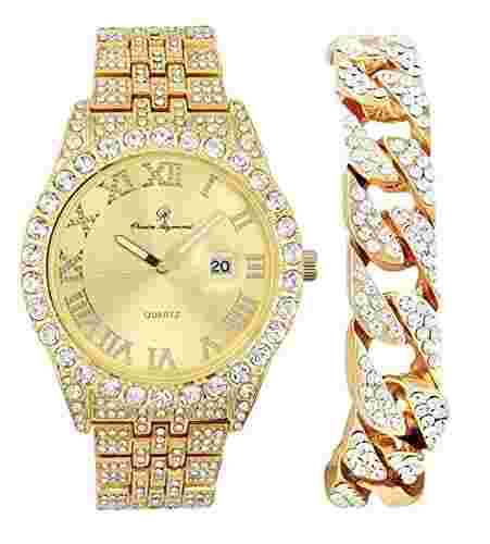 Mens Watch w/Easy Read Date and Colorful Dials w/ Bracelet - ST0226RND Cuban