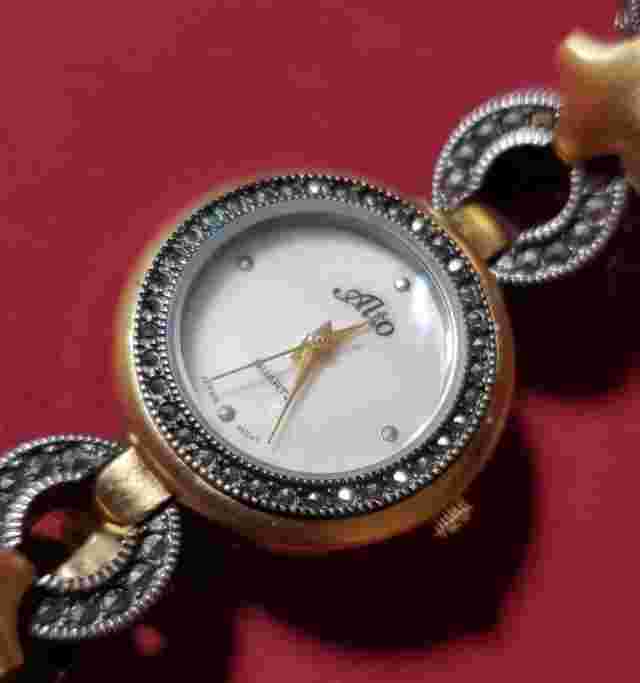 Bronze & Marcasite Quartz Watch By ALTO