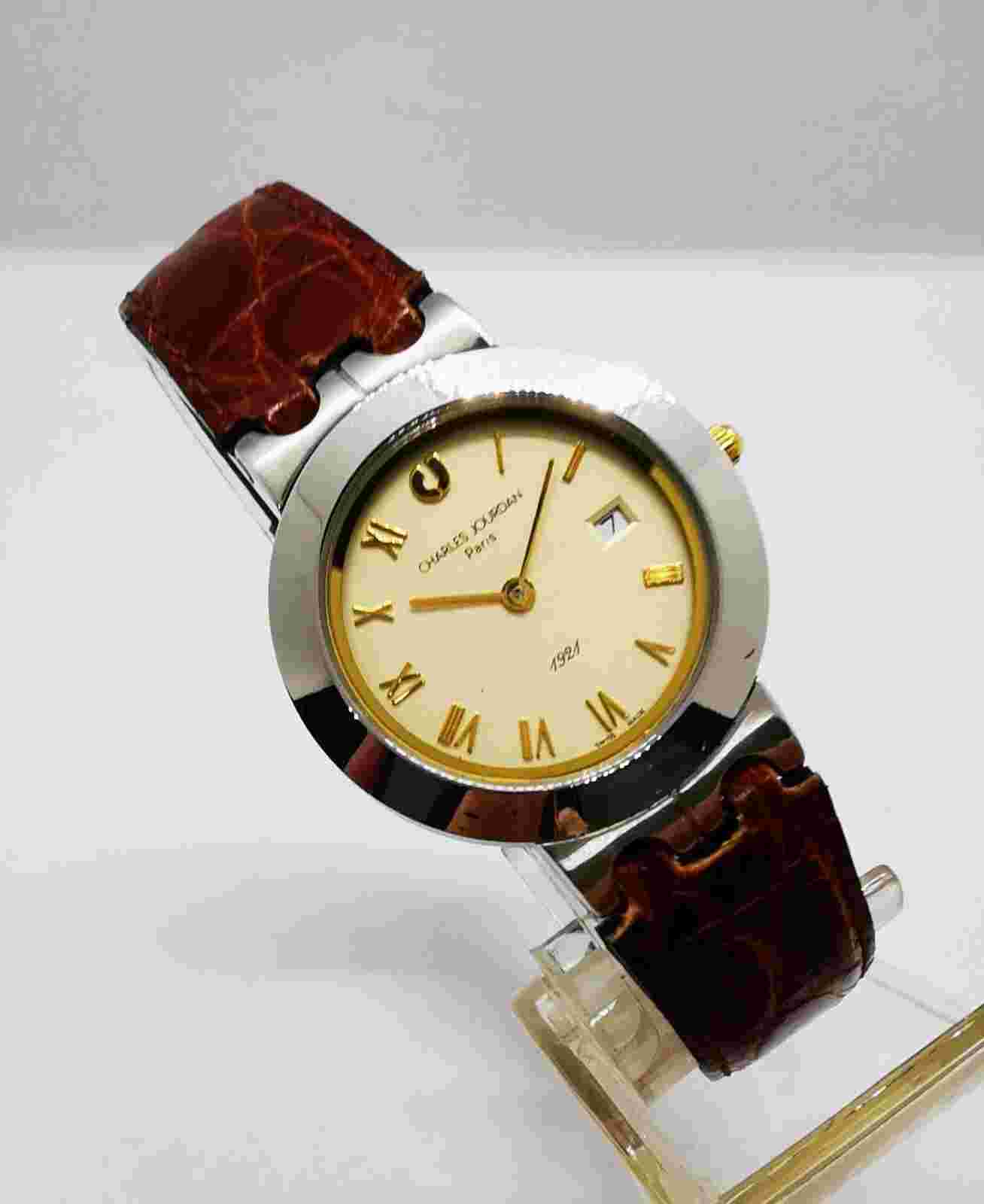 #2 Charles Jourdan Elegant Stainless Steel Date mens Quartz Watch