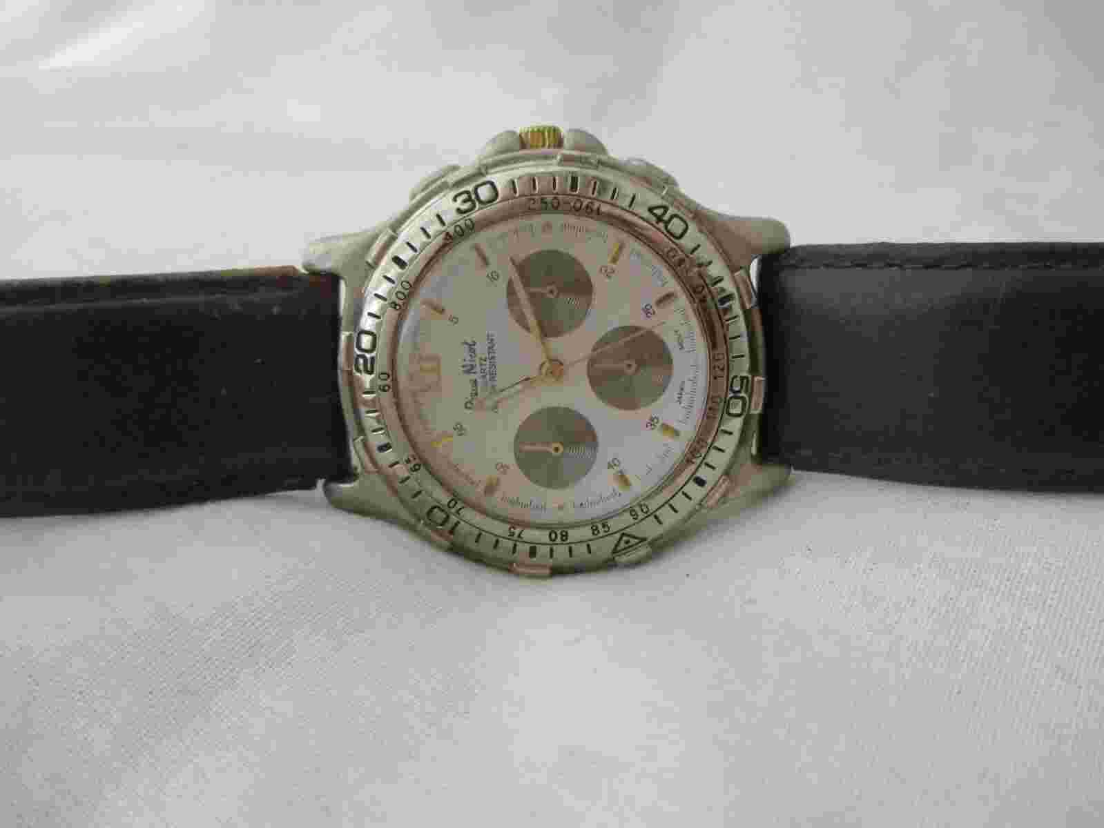 Pierre Nicol Watch, Brown Leather Buckle Band, WORKING!