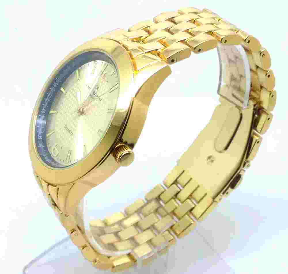x008O Men's New Fashion Designer Style Wrist Watch Gold Band Smart Dial Quartz