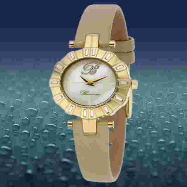 NEW Blumarine 3151LS/01 Women's Essence Crystal MOP Dial Beige Strap Gold Watch
