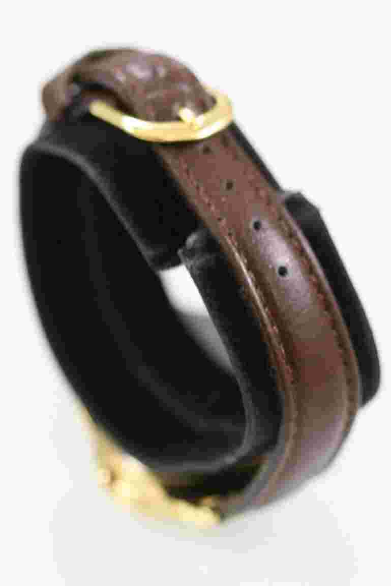 LA Express Women Watch Stainless Steel Gold WR Brown Leather Batt White Quartz