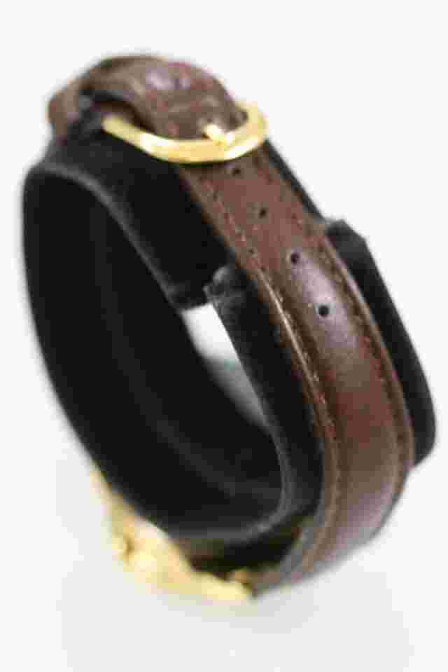 LA Express Women Watch Stainless Steel Gold WR Brown Leather Batt White Quartz