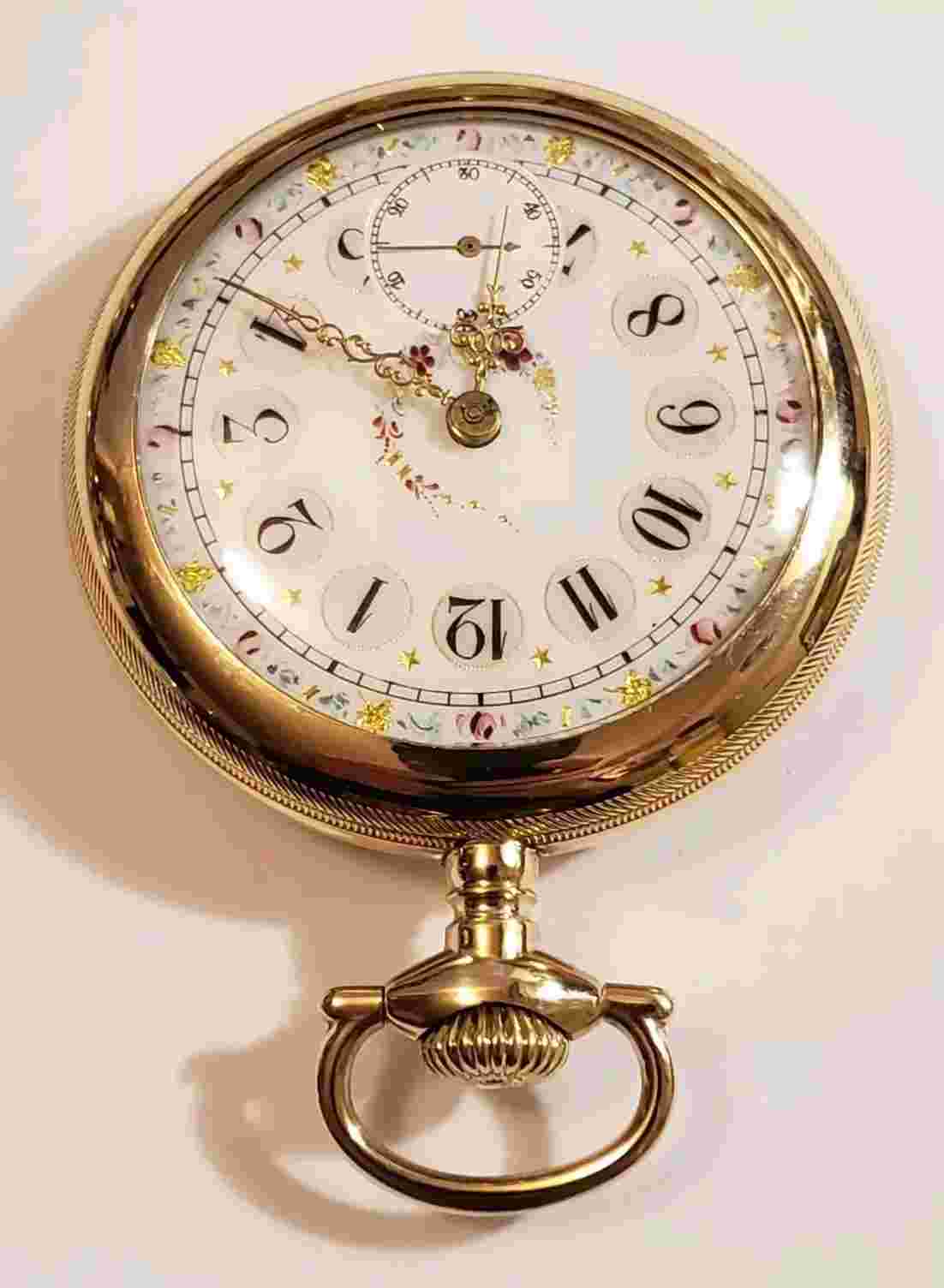 ELGIN RARE 21J Adj GRADE 181 MINT FANCY DIAL(1898) RAILROAD POCKET WATCH 14K G.F