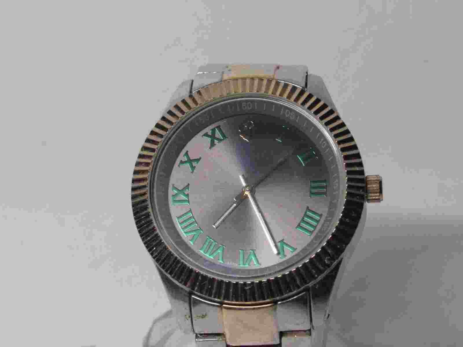 Gold & Silver Tome Rocawear 0259 Wristwatch Black & Green Dial