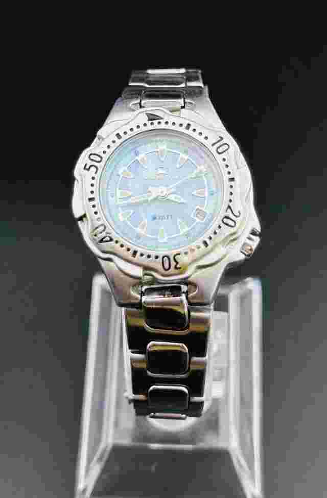 Working Freestyle Divers Watch 330ft Mod. 762 Rare Pearlescent Blue Dial Date D2