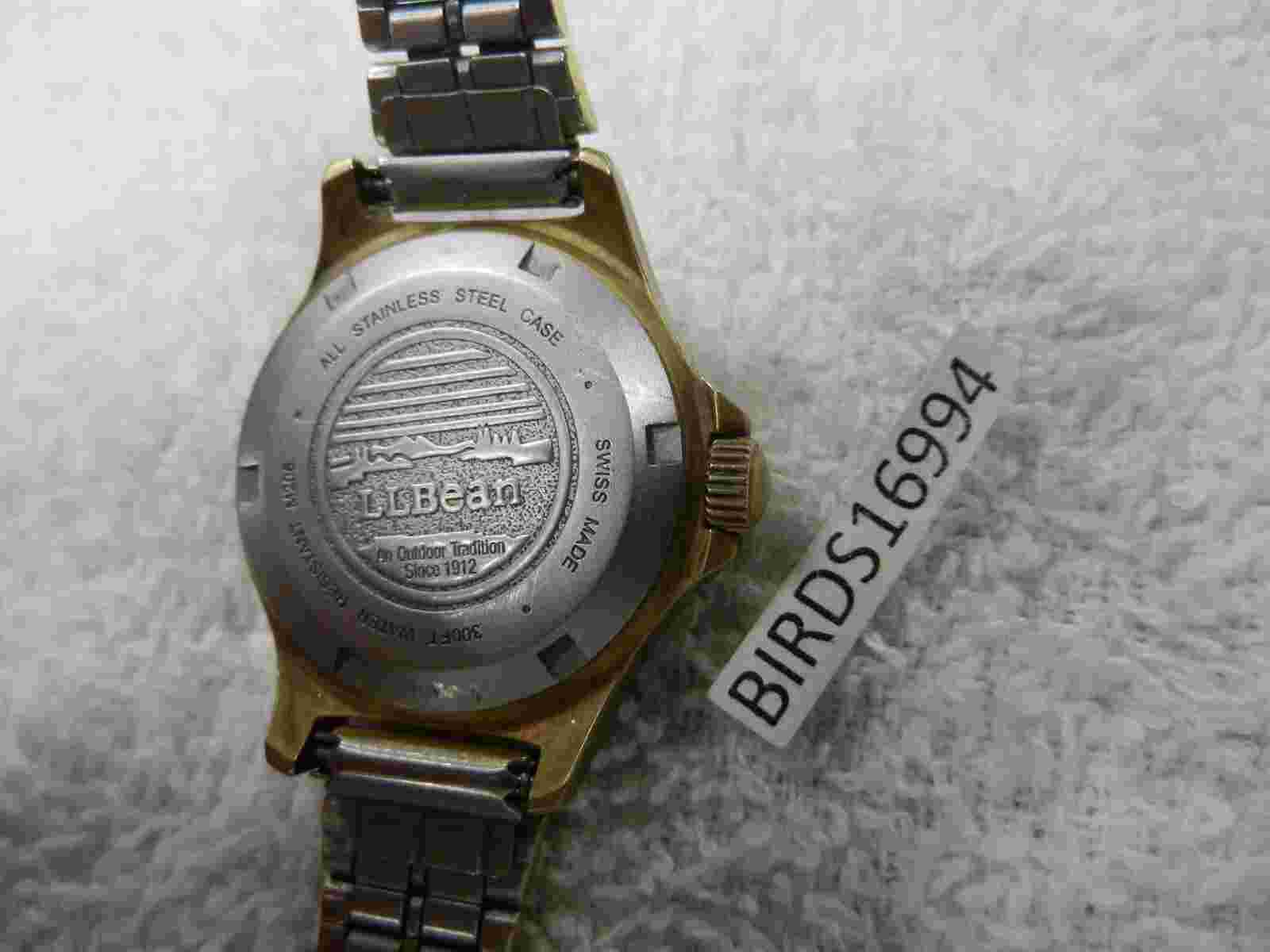 Rare Ladies LL BEAN Swiss Field Military 30mm Date GOLD TONE BAND Analog Watch