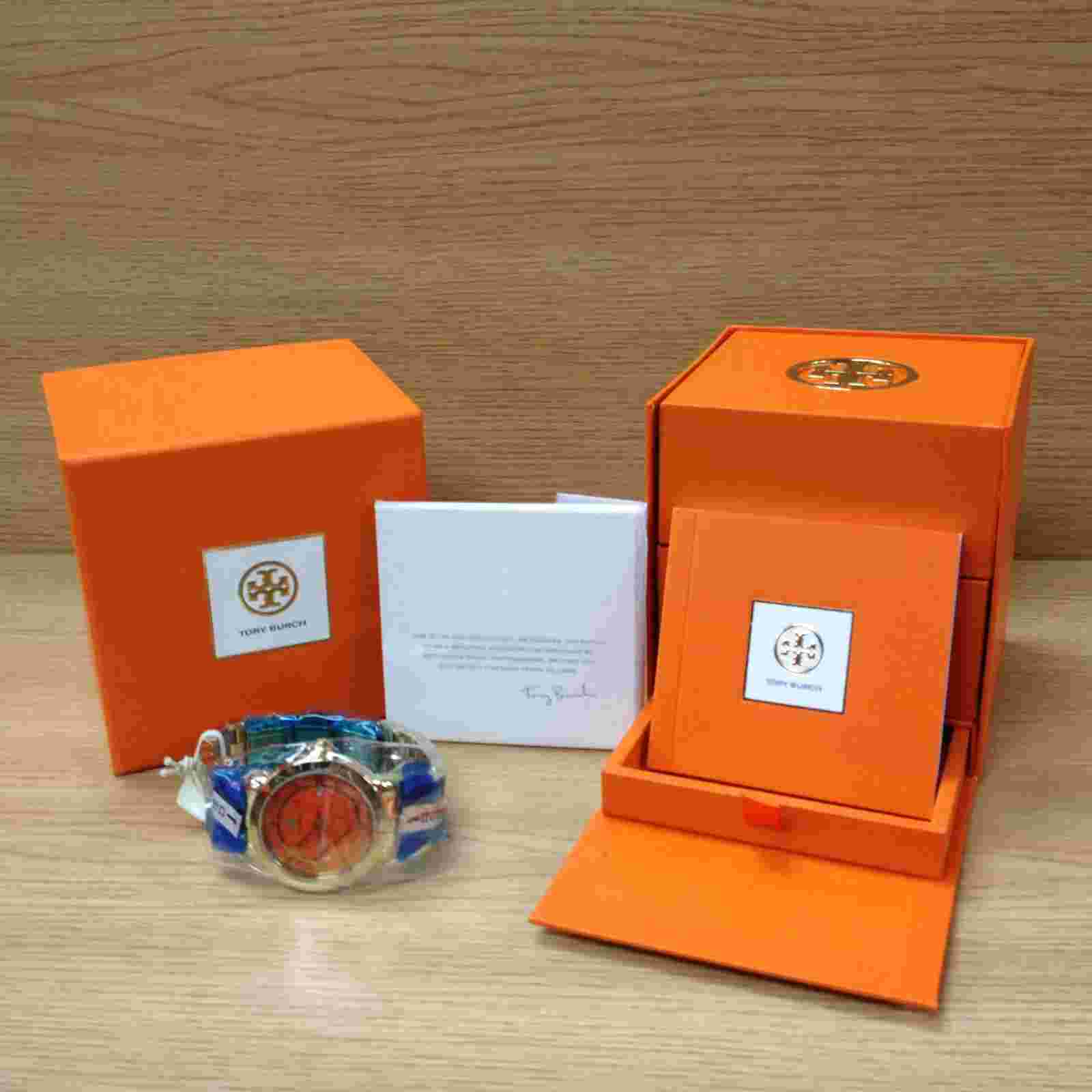 Tory Burch Watch Gold Tone Orange 37 Mm Style TRB1006