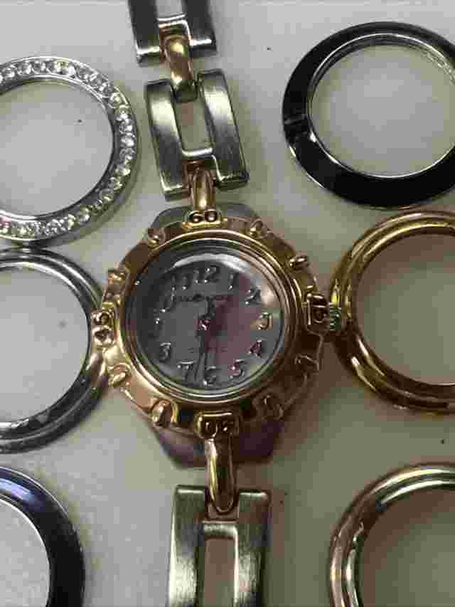 Sag Harbor Ladies Watch Links 6” Interchangeable Bezels Blue Black Gold Vgc